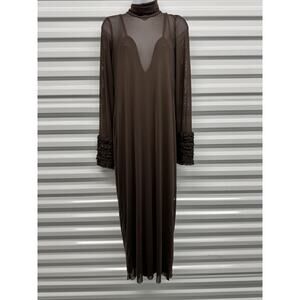 AFRM turtleneck midi dress with mini ruffle sleeves in espresso brown XL NWT!